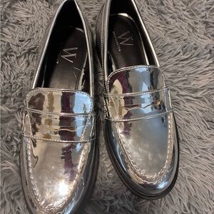 NWOT Silver Loafers